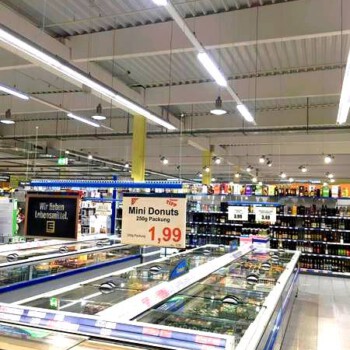 EDEKA E-Center Zippel in Winsen-Aller. Verkaufsfläche NACH der Umrüstung auf neue Leuchtmittel.