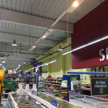 EDEKA E-Center Zippel in Winsen-Aller. Verkaufsfläche VOR der Umrüstung auf neue Leuchtmittel.